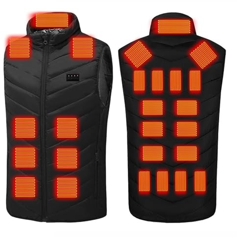 HAOLEI Gilet Chauffant Homme Et Femmes Veste Chauffante ÉLectrique Avec 28 Zones De Chauffage, 3 Niveaux De TempéRature, Polaire Sans Manche Blouson Pour Ski PêChe RandonnéE Plein Air
