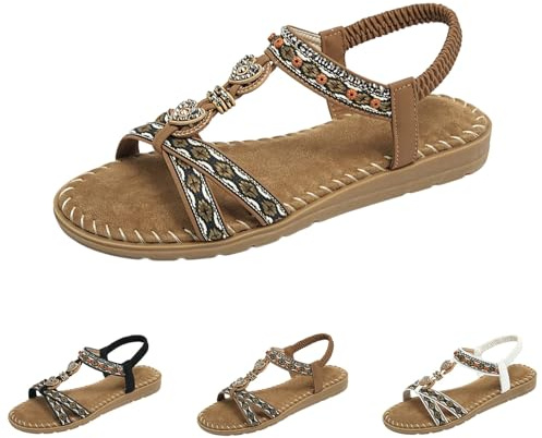 Damsandaler sommar bekväma eleganta barfotasandaler damer sommar romerska sandaler Slingback sommarskor boho vintage damsandaler lätta strandskor andas trädgårdsskor