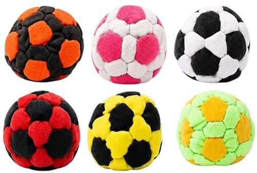 WMFASBAG Pack de 6 Balones de Fútbol Hacky Sack, Balones de Arena Portátiles para Competencias, Balones de Tela Reutilizables y Creativos para Entrenamiento de Coordinación Ojo-Mano en Estudiantes