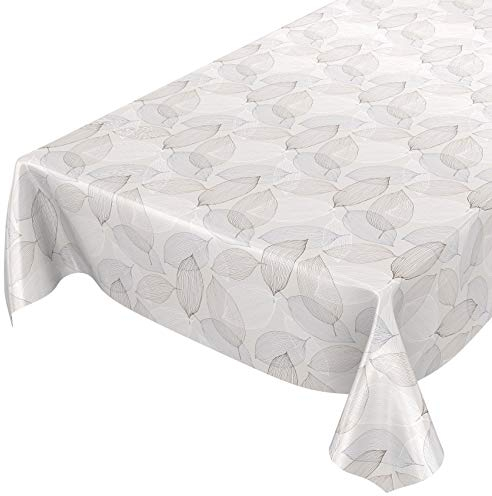 ANRO Wachstuchtischdecke Wachstuch Wachstischdecke Tischdecke abwaschbar Abstrakt Stimmung Laub Grau 160 x 140cm
