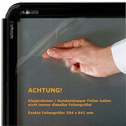 DISPLAY SALES Antireflex skyddsfolie DIN A1 0,4 mm tjock reservfolie kundstoppare vikbar ram DIN A1 transparent