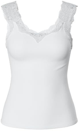 Pieces Pcbarbera Lace Noos BC Top para Mujer, Blanco Brillante, XL