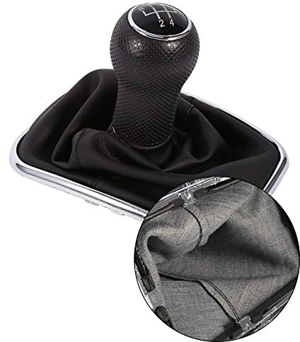 5 Vitesses Gear Shift Bouton Soufflet Levier de Vitesse Botte Cuir Kit de Remplacement Noir en Cuir Couverture d'Antipoussière Couvre-bottes Etanche pour 4 pommeau de vitesse 4 6 vitesse+p
