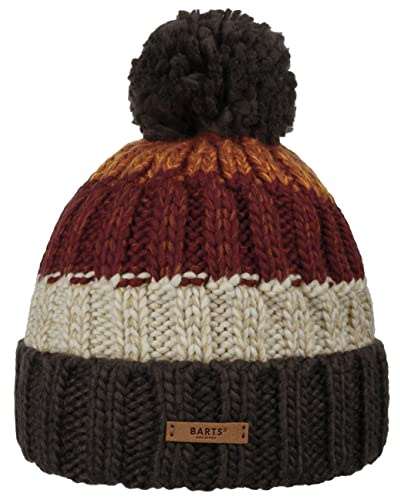 Barts Wilhelm Berretto con Risvolto Cappelli da Sci Pompon Taglia Unica - Rosso Bordeaux