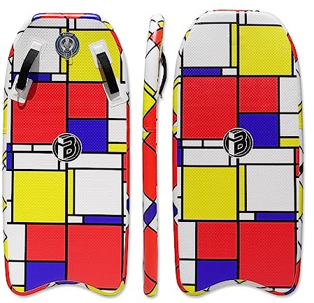 BoardX Inflatable Bodyboard Portable Surfboard with Hammer Seam Technology Storage 48 Inch Super Folding Body Board with Max Inflation Pressure 15PSI (Block)