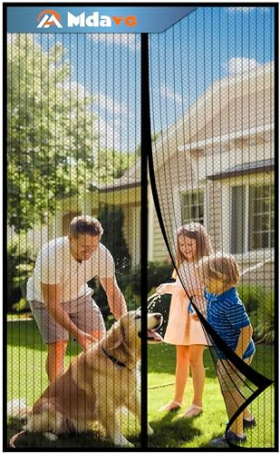 Magnetic Screen Door，Screen Door Mesh，Keep Bugs Out, Heavy-Duty Mesh Curtain,Pet and Kid Friendly, Works with Front Doors, Sliding Doors（32x80 Inch ‎Black
