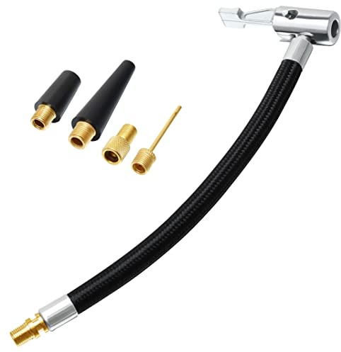 Yoicn Lth Adaptador de Manguera de Inflado de Neumáticos de 24cm, Extensión Manguera de Inflador Manguera de extensión con adaptadores de válvula para Bicicleta, Motocicleta, Coche