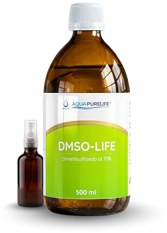 AQUAPURELIFE - DMSO 70 % med droppar | dimetylsulfoxid 500 ml, farmaceutisk renhet | färglöst organiskt lösningsmedel | Amber glasflaska