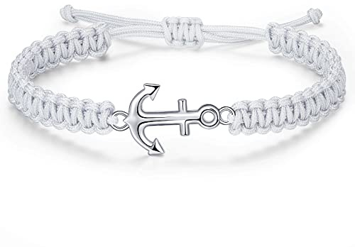 JENDEAR SHINE Anchor Bracelet for Men, Adjustable Hand Braided Rope Bracelet, Nautical Surf Summer Jewelry Gifts for Men
