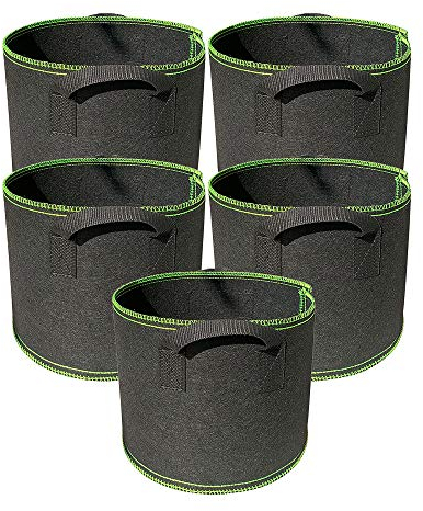 Ayvicco 5-Pack 2 Gallon Grow Bags Heavy Duty Thickened Nonwoven Aeration Fabric Pots with Handles, Indoor Garden Planter Bags for Vegetable, Flower, Herbs, Home Decoration, Plant Grow Bags