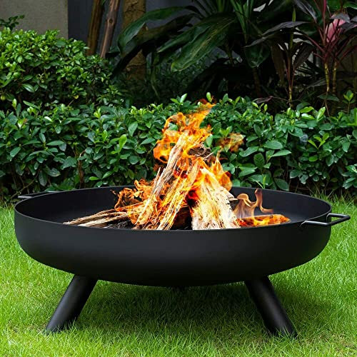 Baverta OUTDOOR FIRE PIT GARDEN FIRE PIT CAMPING PATIO HEATER LARGE LOG BURNER BBQ (58cm Round Fire Pit)