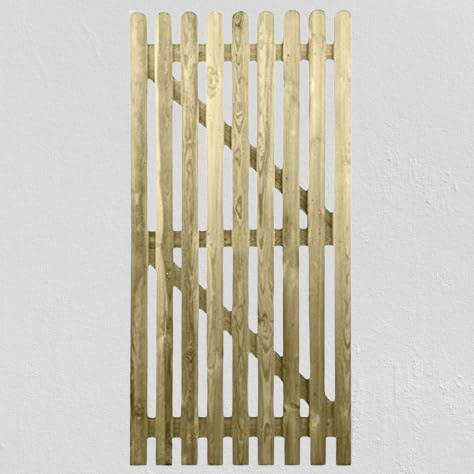 Pressure Treated Wooden Picket Garden Gate - 5ft x 150cm High x 90cm Wide x 6cm Deep