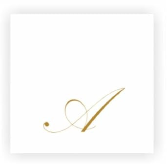 60 Tovaglioli di Carta Decorati (Aperti: 25x25 cm, Chiusi: 13x13cm, 2 Veli) Tovaglioli Carta Eleganti Bianchi con Lettere e Scritte Oro, Perfetti per Feste e Anniversari, Bar (Lettera A)
