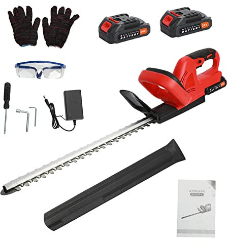 Electric Hedge Trimmer Rechargeable Powerful Batteries Hedge Cutter 800W Cutter Grass Shear 15 mm Cutting Diameter Hedge Trimmer with Safety Guard (Red)