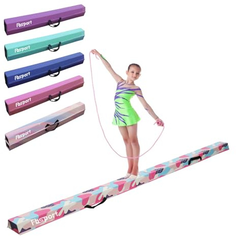 FBSPORT Gymnastikbalk 300 cm Fällbar balansbalk Gymnastikutrustning för hemmet Flickor Barn Vuxna Träning, med bärhandtag och halkskydd