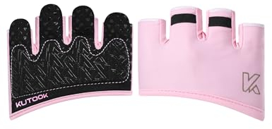 KUTOOK Fitness Handschuhe Trainingshandschuhe Sporthandschuhe Krafthandschuhe Herren Damen Kurzfinger Fingerlos Stoßdämpfend mit Palm Pad für Crossfit Bodybuilding Gym Krafttraining rosa S