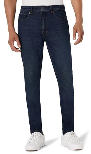 Amazon Essentials Jean Coupe Skinny à Élasticité Moyenne Homme, Teinté Foncé Délavé, 32W / 30L