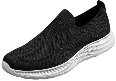 Diabetiker slip-on träningsskor för män lätt passform breda herrskor ortopediska andningsbara vardagliga loafers nät artrit skor unisex ergonomisk sko för smärtlindring lätt luftkudde skor, Mörkgrått,