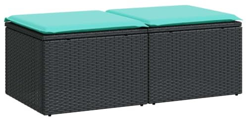 vidaXL 2-TLG. Garten-Sofagarnitur mit Kissen Schwarz Poly Rattan, Outdoor Sofagarnitur, Gartensofa Set, Lounge Set, Sofagarnitur Terrasse