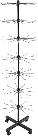 Expositor de 7 niveles, expositor giratorio para joyas, expositor con gancho, soporte giratorio para joyas, calcetines, sombreros, eventos de venta y tiendas, móvil, altura ajustable (negro)