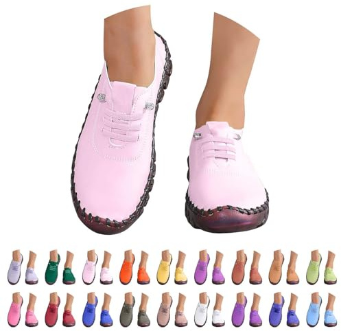 Zapatillas Deporte Mujer Blancas Ligeros Casual Zapatos Deportivos con Cordones Comodas Clasico Moda Sneakers Slip on Entretiempo Antideslizante Mocasines Calzado Pretty para Jogging Running