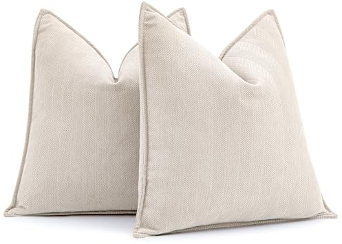 MIULEE Chenille Cushion Covers 45 x 45 cm Set of 2 Soft Sofa Cushions Boho Decorative Throw Cover Modern Furniture Decoration Throw Pillow Covers for Sofa Bedroom 18x18 inch Beige
