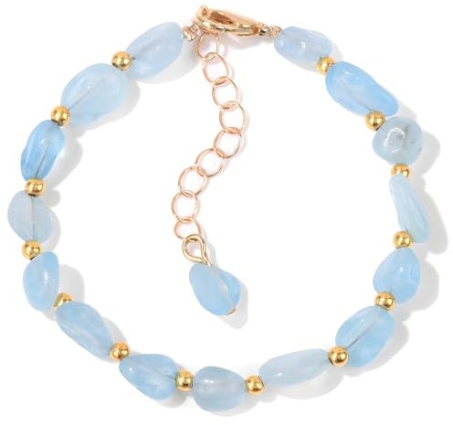 Tressify Women'S Gemstone Bracelet, Light Blue Crystal, Fashionable, Jewelry With Adjustable Chain And Lobster Clasp, Comfortable Oval Gem, Versatile