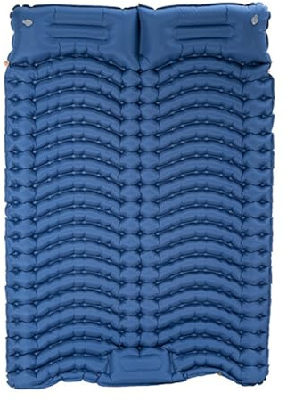 Gettimore Materasso ad aria doppio, spesso, 200 x 140 x 6 cm, con pompa a pedale, in poliestere pongee resistente all'usura, per campeggio, impermeabile e leggero, 1,5 kg, blu navy