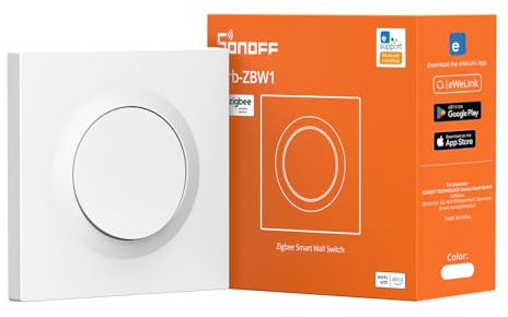 SONOFF Fusion Orb-ZBW1(ZBMINIR2-E) Zigbee 3.0 Smart Väggströmbrytare, 1-Gang Ljusströmbrytare, Fungerar med Alexa, Google Home & Home Assistant, Smarthemmautomatisering, 10A Last