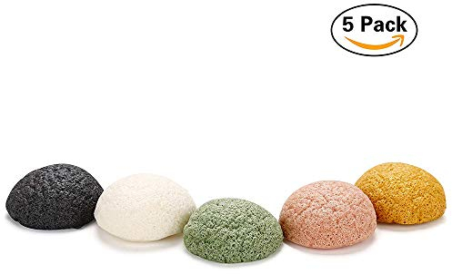 TEEROVA 5 Pack Facial Konjac Sponge Set for Face Exfoliating and Deep Pore Cleansing (Multicolor)
