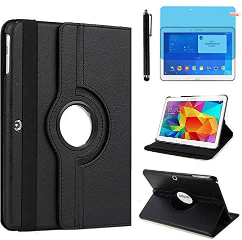 Case for Samsung Galaxy Tab 4 10.1 inch (SM-T530 SM-T531 SM-T535) - 360 Degree Rotating Stand Case Full Protective Smart Cover,with Stylus Pen,Screen Film (Black)