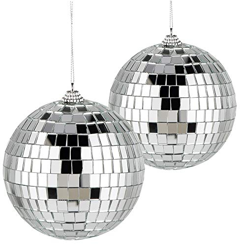 Chudian Set of 2 faceted mirror baubles for Christmas decoration, holidays, parties, home decoration (10 cm x 10 cm)