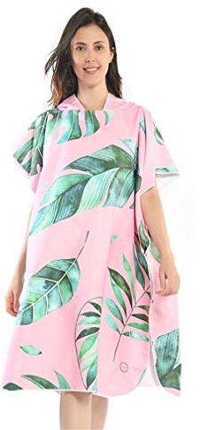 Xlabor bath poncho beach towel microfibre quick drying bathrobe poncho with hooded bath towel towel swimming surfing beach diving bathing resort, womens, Motif E