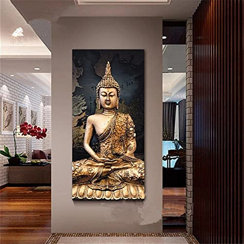 5d Diamant Peinture Grande Taille par numéro kits Bouddha DIY Forage Complet Broderie diamant Painting, Strass point de croix Travaux manuels Décoration mural Cadeau 30x60cm