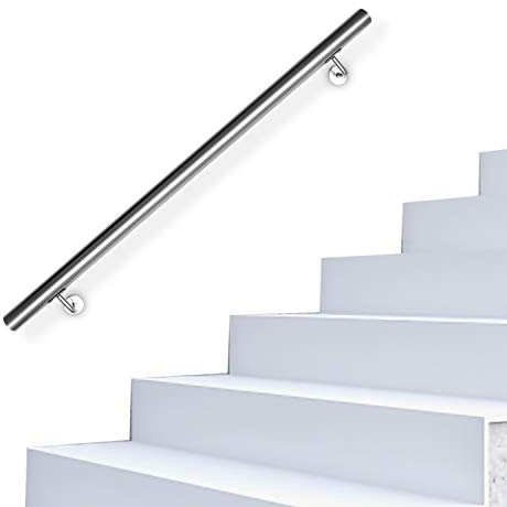 Ansobea Treppengeländer Edelstahl Handlauf,Rutschfester Handlauf 100 cm, Geländer Wandhandlauf für Außen & Innen mit Wandhalterungen, Montagematerial
