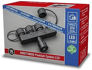 Konstsmide LED Premium systemfördelare, 1 ingång/4 utgångar, 31 V elektronisk utomhus transformator (IP67), svart kabel – 4903-000
