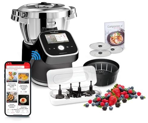 Robot da cucina Moulinex i-Companion Touch Pro con funzione cottura, 18 modalità, ricette personalizzate, bilancia integrata, ispirazione illimitata per ricette, praticamente silenzioso, app Moulinex,