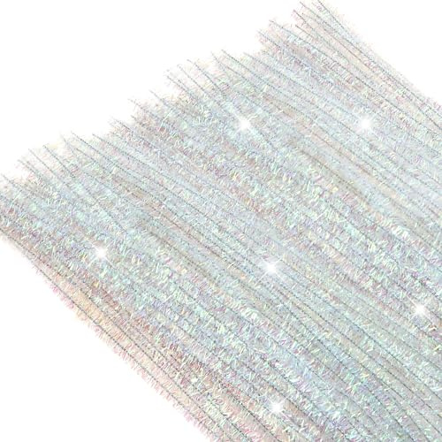 TOAOB 100pcs Glitter White Pipe Cleaners 30cm 6mm Long Chenille Stem