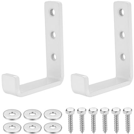 2 Pz Ganci da Parete per Garage, Ganci Muro per Appendere, Porta Bici da Muro, Gancio da Muro da Garage a J per Impieghi Gravosi, Ganci da Muro per Appendere Garage Porta Attrezzi da Parete(Bianco)