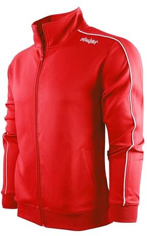 SCREENSHOT-S51703 Mens Hip Hop Premium Stack Fit Comfort Track Jacket - Athletic Sport Fitness Fashion Urban Lifestyle Streetwear Top-Red-2XLarge