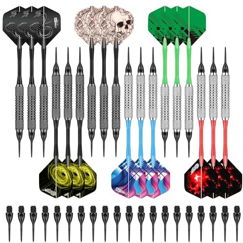 CyeeLife Dartpfeile mit kunststoffspitze,18 Stück Soft Darts Pfeile Set für elektronische dartscheibe,Profi Softdarts dartpfeil