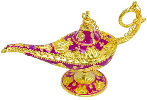 inheming Aladdin-Lampe, Aladdin Magic Lampe, Gold Dekoration Genie Öllampe,Magische Lampe des Genies Ornamente,Lila + Gold,11cm*6.5cm