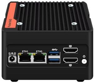 SJRC 4 Bay NAS Mini PC 3 N355, 4 x NVMe Micro NAS Server for Desktop, 2 x i226-V 2.5GbE LAN Network Attached Storage with USB3.2, Support WiFi7/BT5.4, DDR5 8GB RAM 128GB SSD