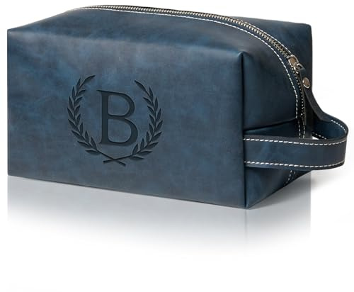 Aganmi Personalized Gifts Travel Toiletry Bag for Men Engraved Initial