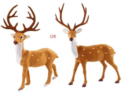 SELVFZ Simulazione Peluche Renna Alce Bambole Vacanza Renna Figure In Piedi Cervo di Natale 15/20/25/30/35 cm Ornamenti di Natale Capodanno