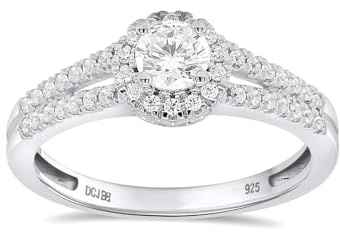 IGI Certified Lab Grown Diamond Engagement Ring 1/2 CTTW (F-G Color, VS2-SI1 Clarity) Sterling Silver - Size 8