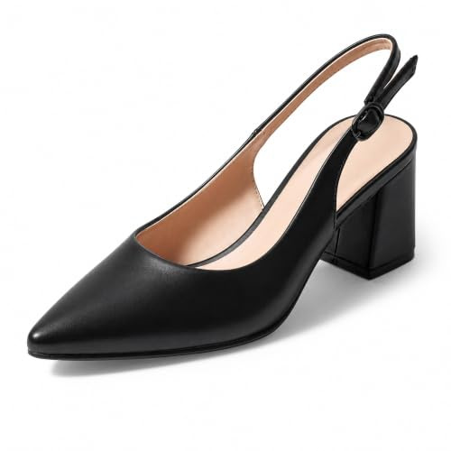JOMIX MISSCAI Scarpe Donna Slingback Eleganti con Tacco a Blocco Geometrico 8 cm Punta Affusolata
