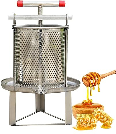 Honungsextraktor i rostfritt stål, 2-i-1 manuell honungspressare med filterpåse för biodling