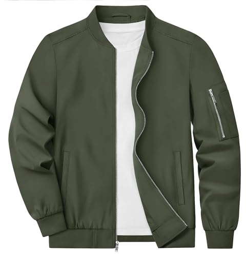 KEFITEVD Mens Lightweight Jacket Casual Bomber Jackets Military Windbreaker with Multi Pockets