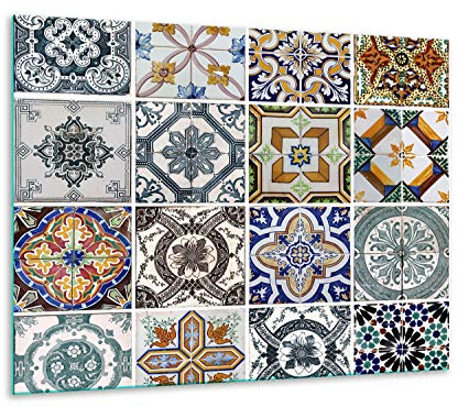 TMK - Copri piano cottura induzione 60x52 cm copertura per piano cottura in vetroceramica 1 pezzi universale per piastre di cottura paraspruzzi tagliere in vetro temprato come decorazione Mosaico